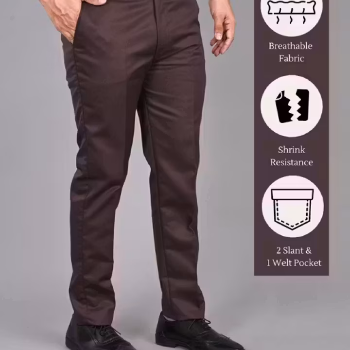 Men’s Brown Formal Trousers – Polycotton Regular Fit Office & Daily Wear Pants | UrbanTraders