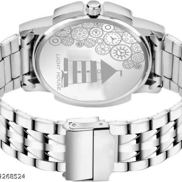 Light House Men’s Premium Analog Watch with Green Dial & Stainless Steel Chain | Day & Date Function | Stylish Wristwatch for Men & Boys