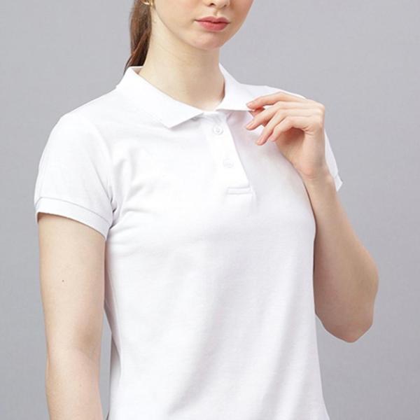 Women’s White Solid Polo Collar T-Shirt – Smart, Stylish & Comfortable