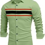 Men’s Casual Cotton Blend Button-Down Shirt – Long Sleeve Solid Regular Fit Spread Collar Shirt