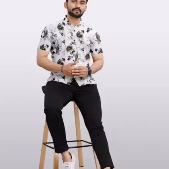 Men’s Trendy Popcorn Fabric Casual Shirt – Half Sleeve | Stylish Daily & Party Wear | Printed Polycotton