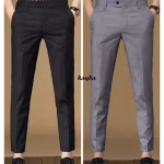 Men’s Formal Trousers – Polyester Viscose Blend | Regular Fit Office Pants (Black & Light Grey) | UrbanTraders