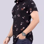 Men’s Casual Printed Half Sleeve Shirt | Stylish Slim Fit Lycra Shirt for Everyday & Outing Wear