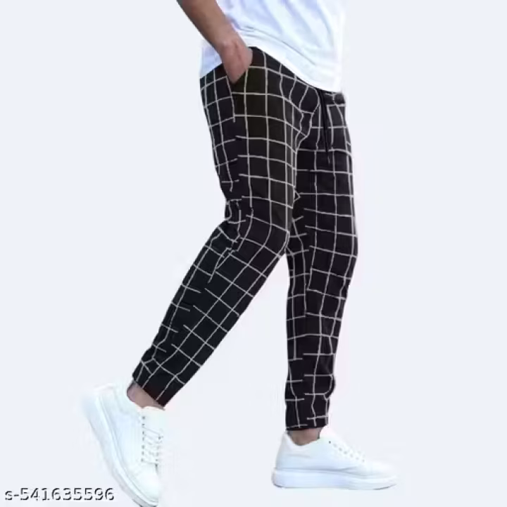 Men’s Checkered Cotton Blend Trousers | Stylish Casual & Semi-Formal Pants