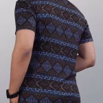 Premium Black Lycra Half Sleeve Printed Shirt for Men | Stylish Slim Fit Casual & Office Wear Shirt