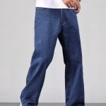 Men’s Baggy Fit Denim Jeans – Comfortable Cotton Blend, Solid Style by UrbanTraders