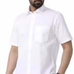 Men’s White Solid Half Sleeve Cotton Shirt – Classic Formal & Casual Wear | Premium Comfort