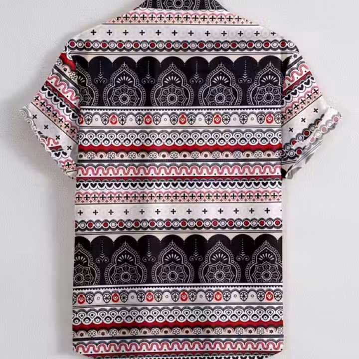 Men’s Ethnic Motif Printed Stylish Shirt | Spread Collar | Bold Vibrant Design | Trendy Short Sleeve Casual & Beach Wear – UrbanTraders