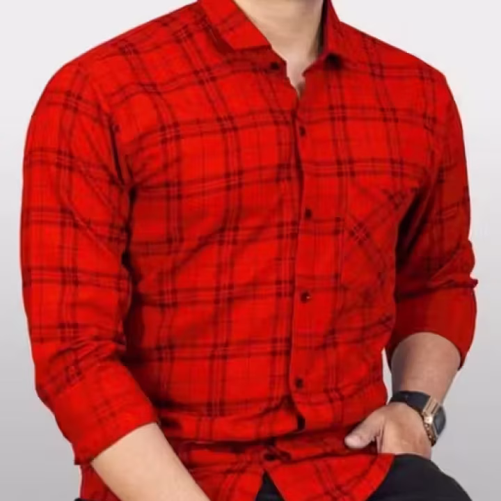 Men’s Red Checked Cotton Blend Shirt | Full Sleeve | Trendy Casual & Daily Wear – UrbanTraders