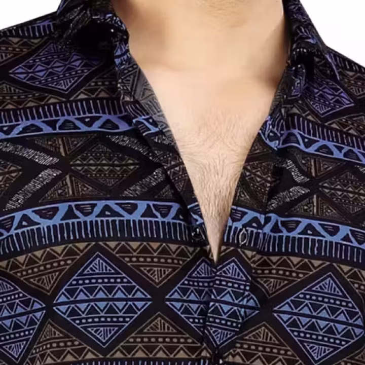 Premium Black Lycra Half Sleeve Printed Shirt for Men | Stylish Slim Fit Casual & Office Wear Shirt