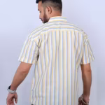 Men’s Striped Khadi Cotton Short Sleeve Shirt – Stylish Casual & Office Wear (M–XXL)
