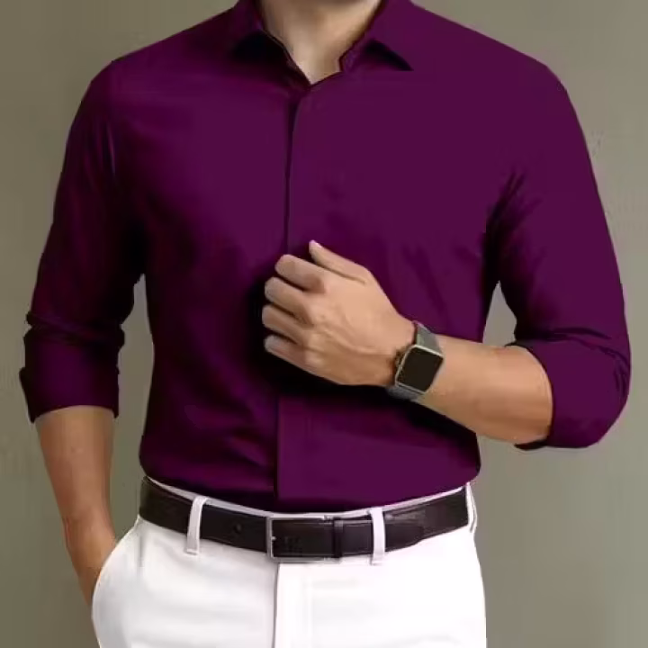 Men’s Solid Cotton Shirt | Plain Long Sleeve Formal & Casual Wear