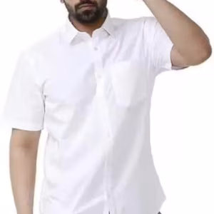 Men’s White Solid Half Sleeve Cotton Shirt – Classic Formal & Casual Wear | Premium Comfort