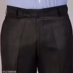 Men’s Formal Trousers – Polyester Viscose Blend | Regular Fit Office Pants (Black & Light Grey) | UrbanTraders