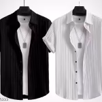 Men’s Premium Popcorn Cotton Short Sleeve Solid Shirt – Soft, Stretchable & Export Quality