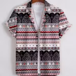 Men’s Ethnic Motif Printed Stylish Shirt | Spread Collar | Bold Vibrant Design | Trendy Short Sleeve Casual & Beach Wear – UrbanTraders