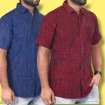 Premium Khadi Cotton Printed Half Sleeve Shirt for Men – Handwoven | Relaxed Fit | Ethnic & Casual Wear