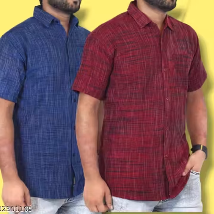 Premium Khadi Cotton Printed Half Sleeve Shirt for Men – Handwoven | Relaxed Fit | Ethnic & Casual Wear