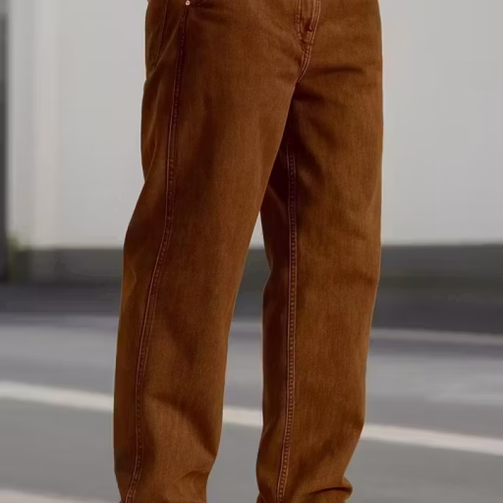 Men’s Light Brown Baggy Fit Jeans – Wide Leg Loose Denim | UrbanTraders Streetwear
