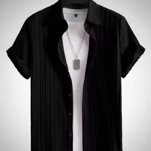 Men’s Premium Popcorn Cotton Short Sleeve Solid Shirt – Soft, Stretchable & Export Quality