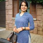 Royal Blue Embroidered Cotton Slub Kurti for Women – Festive Resham & Mirror Work Design