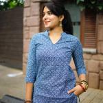 Royal Blue Embroidered Cotton Slub Kurti for Women – Festive Resham & Mirror Work Design