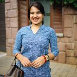 Royal Blue Embroidered Cotton Slub Kurti for Women – Festive Resham & Mirror Work Design