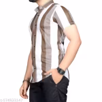 UrbanTraders Men’s Slim Fit Vertical Striped Casual Shirt – Half Sleeve Stylish Daily Wear for Office, Outing & Travel