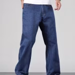 Men’s Baggy Fit Denim Jeans – Comfortable Cotton Blend, Solid Style by UrbanTraders