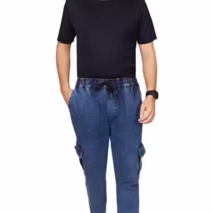 UrbanTraders Men’s Solid Denim Jogger Pants | Stretch Tech Comfort | Stylish Cargo Joggers for Gym & Casual Wear