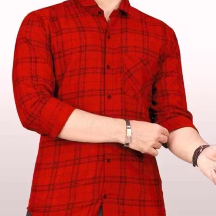 Men’s Red Checked Cotton Blend Shirt | Full Sleeve | Trendy Casual & Daily Wear – UrbanTraders