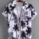 Men’s Summer Palm Tree Printed Short Sleeve Casual Vacation Shirt | Lycra | Beach & Holiday Wear