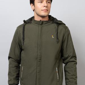 Men’s Cotton-Blend Colorblock Hooded Winter Jacket – Lightweight & Casual Wear