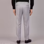 Men’s Formal Trousers – Polyester Viscose Blend | Regular Fit Office Pants (Black & Light Grey) | UrbanTraders