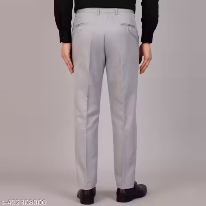 Men’s Formal Trousers – Polyester Viscose Blend | Regular Fit Office Pants (Black & Light Grey) | UrbanTraders