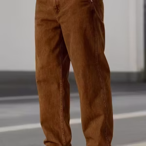 Men’s Light Brown Baggy Fit Jeans – Wide Leg Loose Denim | UrbanTraders Streetwear
