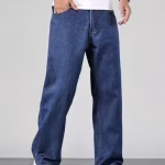 Men’s Baggy Fit Denim Jeans – Comfortable Cotton Blend, Solid Style by UrbanTraders