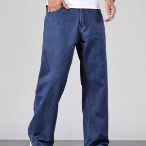 Men’s Baggy Fit Denim Jeans – Comfortable Cotton Blend, Solid Style by UrbanTraders